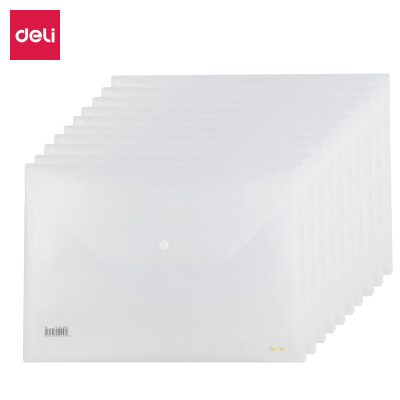 得力(deli)10只A4加厚文件袋 透明按扣资料袋 防水档案袋公文袋 办公用品 5501A