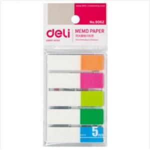 deli得力9062 45*12毫米自粘百事贴五色装荧光膜指示标签贴