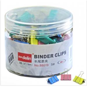 得琳（Delin）88019 彩色长尾夹 19mm 5# 40只/筒