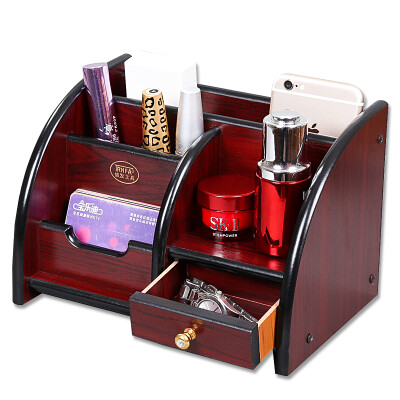 信发 TRNFA TN-815 木质笔筒收纳座 办公桌面整理架置物柜 化妆品遥控器收纳用品盒