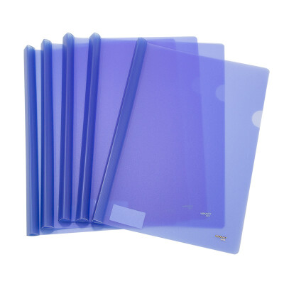 金得利 5只 20mm 加厚大号抽杆夹A4抽拉杆文件夹报告夹透明资料夹简历夹学生试卷整理夹厚磨砂板片蓝色 Q314