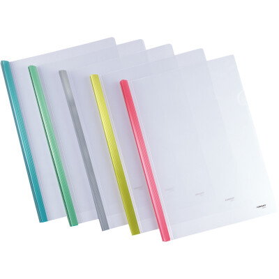 金得利 5只 11mm 彩色加厚抽杆夹A4透明资料夹抽拉杆文件夹报告夹简历夹学生试卷整理夹加厚板片 Q310