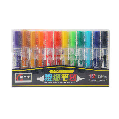 金万年彩色记号笔12色套装 彩色马克笔 美工笔POP海报笔 油性笔 绘图笔G-0966T 12色套装
