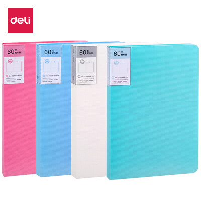 得力(deli)A4/60页高档款资料册 学生试卷收纳册 时尚彩色活页孕检插袋文件夹 5067白