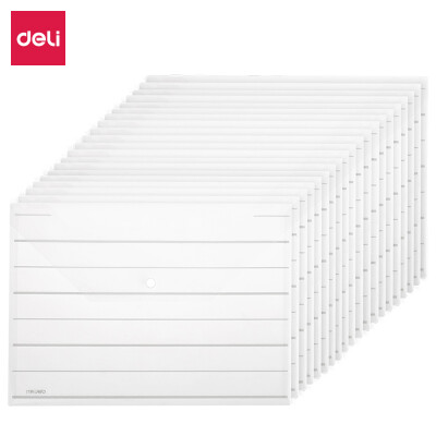 得力(deli)20只A4条纹透明文件袋 按扣资料袋 试卷收纳袋 塑料档案袋27021