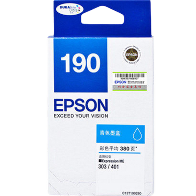爱普生（EPSON）T190原装墨盒T1902青色墨盒（约380页）