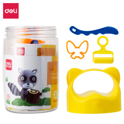 得力(deli)12色小浣熊系列儿童玩具 彩泥橡皮泥 粘土DIY手工玩具套装 6477
