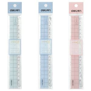 得力(deli)6235直尺 塑料18cm厘米 带波浪多功能透明尺子文具