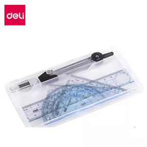 得力9609学生套尺三角尺15CM直尺量角器学生圆规尺子套装