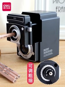 得力卷笔刀削笔器学生素描用可调粗细转笔刀手摇铅笔刀儿童刨笔机削笔刀自动进铅美术绘画小学生便携式刨笔器