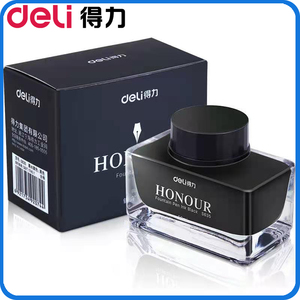 得力S635钢笔墨水纯黑钢笔用 非碳素不堵笔办公学生成人用