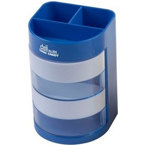 得力（DeLi）904 办公多功能彩色笔筒 单个装 蓝色