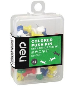 得力0021彩色工字钉 软木按钉 绘图素描图钉照片家用图钉办公用